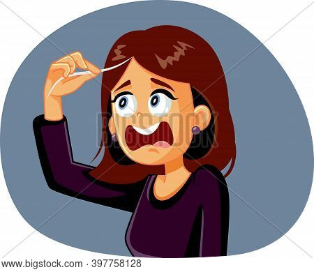 Woman Reacting To First Gray Hair Vector Cartoon
