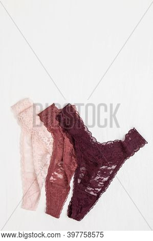 Different Panties Fow Women. Fashion Trendy Lace Lingerie. Colorful Underwear. Female Wardrobe, Shop