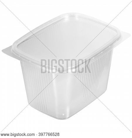 Reusable Plastic Transparent Box For Takeaway Food, Picnic, Salad For Shop Isolated On White