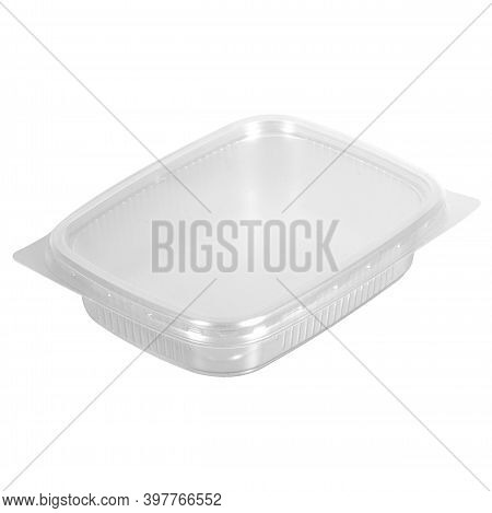 Reusable Plastic Transparent Box For Takeaway Food, Picnic, Salad For Shop Isolated On White
