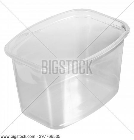 Reusable Plastic Transparent Box For Takeaway Food, Picnic, Salad For Shop Isolated On White