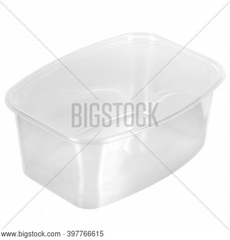 Reusable Plastic Transparent Box For Takeaway Food, Picnic, Salad For Shop Isolated On White