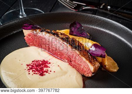grlled duck with celery puree