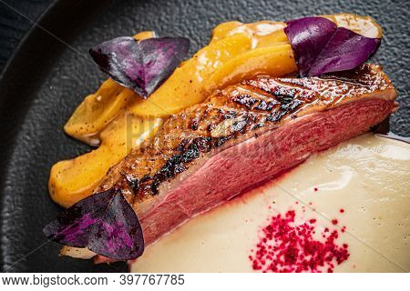 grlled duck with celery puree