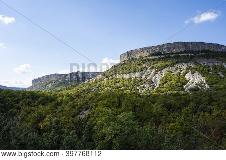 The Mountain View From The Cave City Of Tepe-kermen In The Republic Of Crimea, Russia. Sunny Day Sep