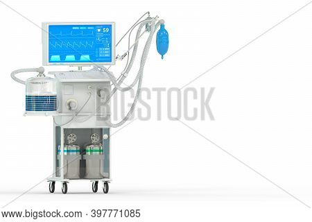 Icu Artificial Lung Ventilator With Fictive Design, Isometric View Isolated On White - Fight Covid-1