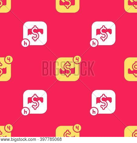Yellow Mobile Stock Trading Concept Icon Isolated Seamless Pattern On Red Background. Online Trading