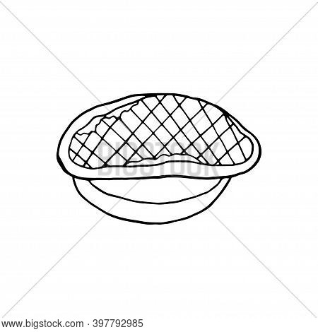 Vector Hand Drawn Foie Gras. French Cuisine Dish. Design Sketch Element For Menu Cafe, Bistro, Resta