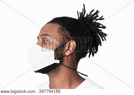 Man wearing face mask mockup due to covid-19 protection