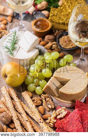 Plate Of Organic Raw Vegan Cheese, Snacks, Nuts, Fruits