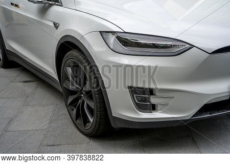 Villeneuve- Loubet, France 01.12.2020 Tesla Is On Display Outside The Showroom At The Tesla Store In