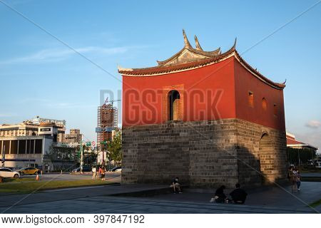 Taipei, Taiwan - Oct 1st, 2020:  famous attraction - The North Gate(Beimen) in Taipei, Taiwan