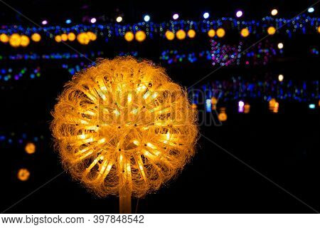Yunlin, Taiwan - Feb 12th, 2020: lantern festival with lamps hanging at street in Beigang township, Yunlin county, Taiwan, Asia