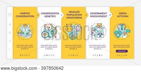Wildlife Conservation Onboarding Vector Template. Green Activism. Environmental Movement. Animal Wel