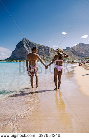 San Vito Lo Capo Sicily, San Vito Lo Capo Beach And Monte Monaco In Background, North-western Sicily