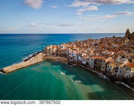 Cefalu, Medieval Village Of Sicily Island, Province Of Palermo, Italy. Europe
