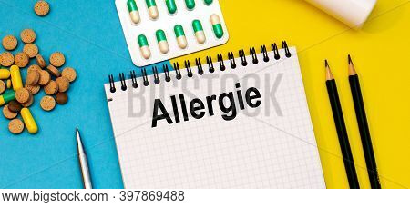 Treatment Word, Allergie Word With Medical Concepts And Medical Equipment