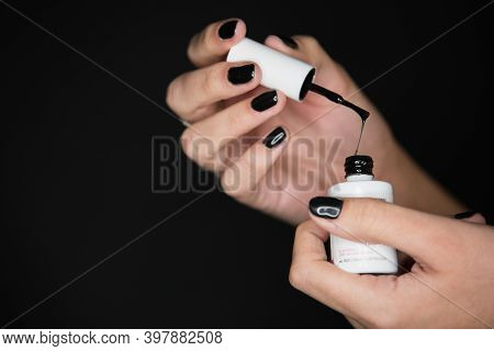 Black Nail Paint Brush With Black Background