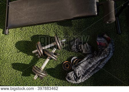 Rusty And Old Gym At Home In The Garden