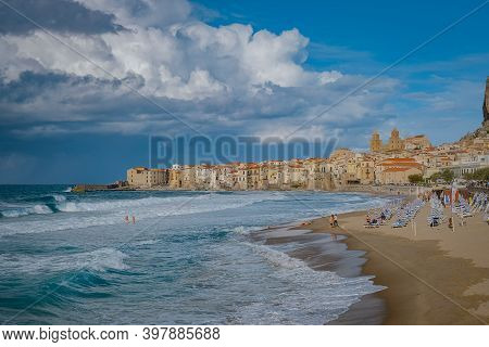 Cefalu, Medieval Village Of Sicily Island, Province Of Palermo, Italy. Europe