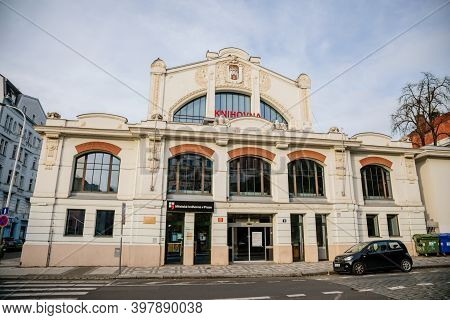 Art Nouveau Secession Building Of Smichov Market In Smichov District In Autumn Sunny Day, Municipal 