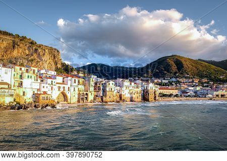 Cefalu, Medieval Village Of Sicily Island, Province Of Palermo, Italy. Europe