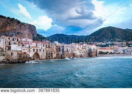 Cefalu, Medieval Village Of Sicily Island, Province Of Palermo, Italy. Europe