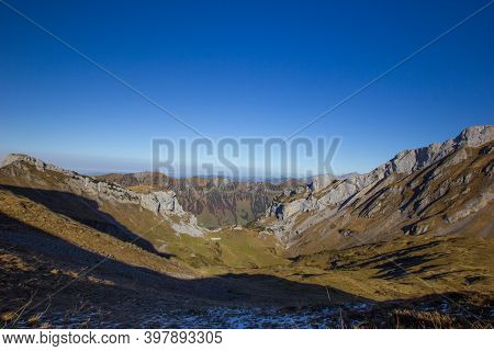 Beautiful View Seen From The Mountain Rophaien With A Colorful Panorama