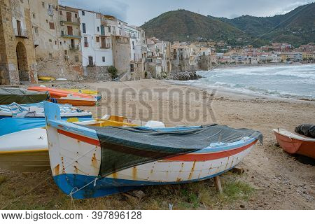 Cefalu, Medieval Village Of Sicily Island, Province Of Palermo, Italy. Europe