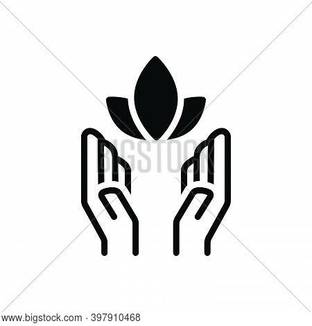 Black Solid Icon For Soul Inspiration Feeling Psyche Yoga Healthy Flower Meditation Natural Prevent