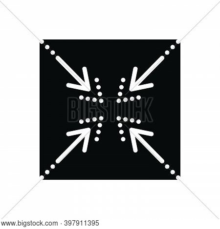 Black Solid Icon For Collapse Cave-in Impact Reduce Compress Gravity Arrows Centripetal Pointer Inte