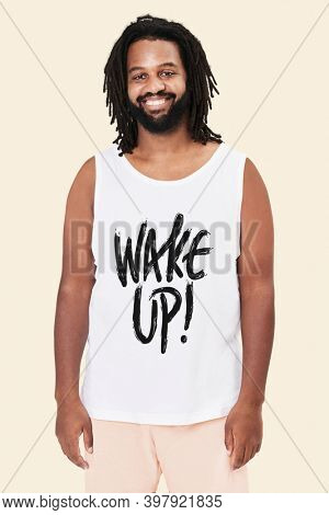 Men's apparel Wake Up! pajamas mockup studio shot