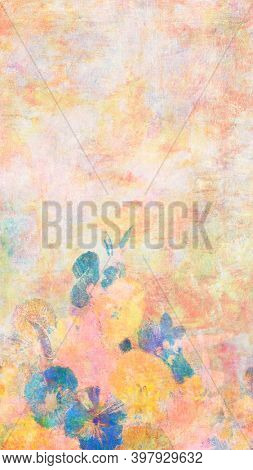 Peach floral wall textured background