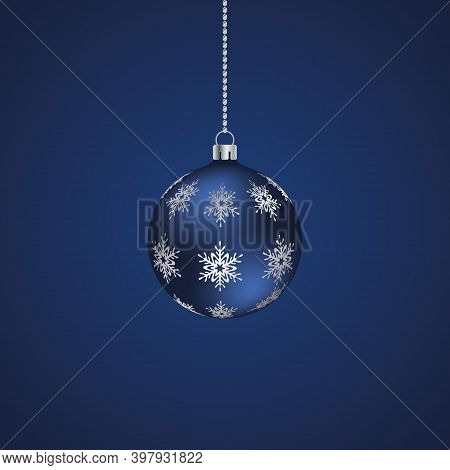 Christmas Tree Toy. Glass Ball. Ornament From Silver Snowflakes. Colored Vector Illustration. Isolat