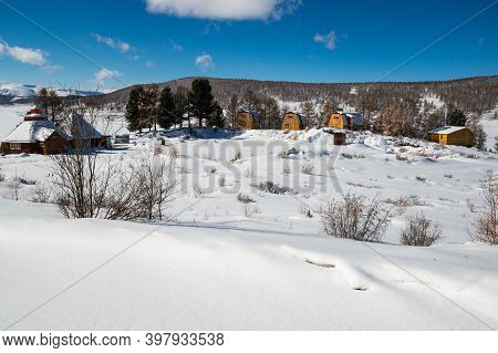 View Of Ulagan Highlands In Altay Mountains In The Winter, Siberia, Russia