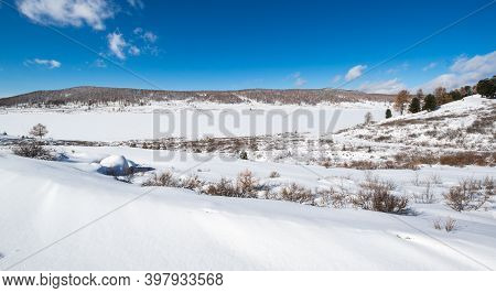 View Of Ulagan Highlands In Altay Mountains In The Winter, Siberia, Russia