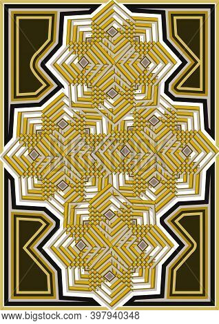 Golden Color, Seamless Pattern With Stars, Vector Graphic Design.