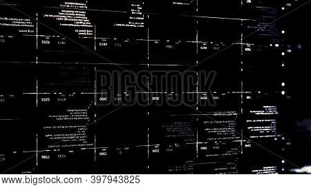 Futuristic Screen With Animated Digital Graphs, Charts, Computer Data And Numbers. Animation. Concep