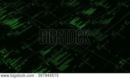 Futuristic Screen With Animated Digital Graphs, Charts, Computer Data And Numbers. Animation. Concep