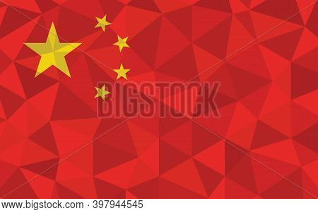 Low Poly China Flag Vector Illustration. Triangular Chinese Flag Graphic. China Country Flag Is A Sy