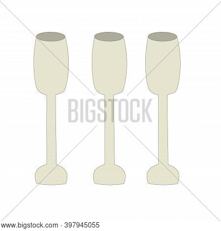 Set Of Wine Glasses For The Holiday On A White Isolated Background.