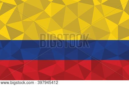 Low Poly Colombia Flag Vector Illustration. Triangular Colombian Flag Graphic. Colombia Country Flag