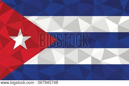 Low Poly Cuba Flag Vector Illustration. Triangular Cuban Flag Graphic. Cuba Country Flag Is A Symbol