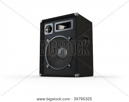 Koncert højttalere på hvid baggrund. Computer-genereret billede.