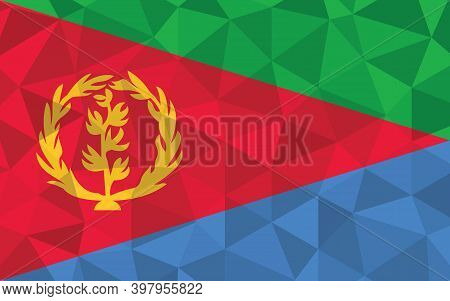 Low Poly Eritrea Flag Vector Illustration. Triangular Eritrean Flag Graphic. Eritrea Country Flag Is