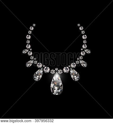 Black Background And Light Jewel Diamond Necklace
