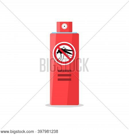 Mosquito Insect Reppelent Bottle Icon. Bug And Mosquito Reppelent Spray Aerosol Prevention