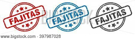 Fajitas Stamp. Fajitas Round Isolated Sign. Fajitas Label Set