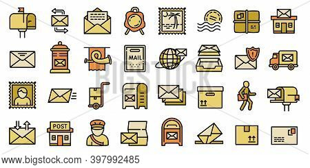 Postman Icons Set. Outline Set Of Postman Vector Icons For Web Design Isolated On White Background