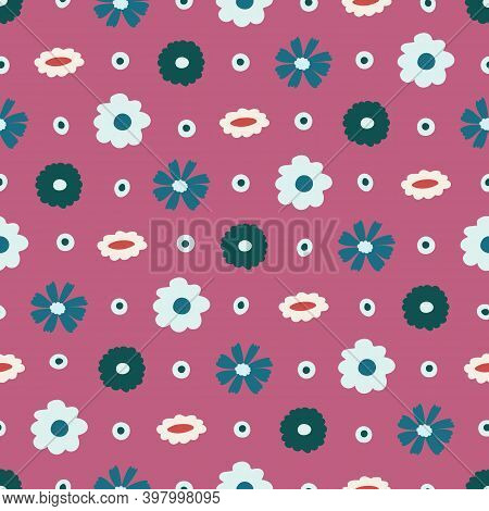 Pink, Green, And Blue Geometric Polka Dot Seamless Repeating Pattern